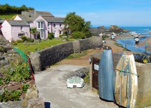 The picturesque slipway where Bude Canal meets the sea adjacent to Summerleaze Beach