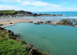 The seapool in Bude overlooking Summerleaze beach