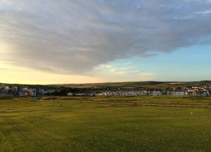 The sun sets on a summer evening at Bude & North Cornwall Golf Course