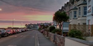A glorious Bude sunset from just outside the front of Surf Haven Bed & Breakfast in Bude